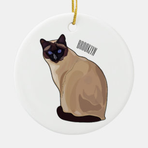 Siamese cat cartoon illustration  ceramic ornament