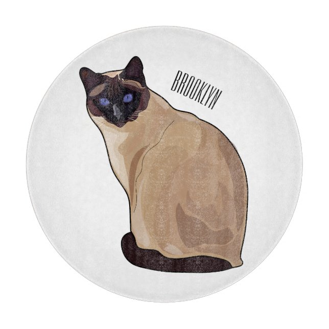 Siamese cat cartoon illustration  cutting board (Front)