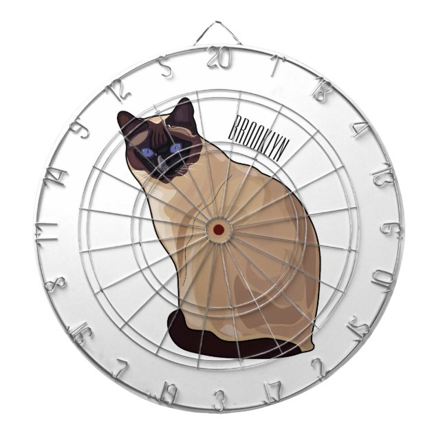 Siamese cat cartoon illustration  dartboard (Front)