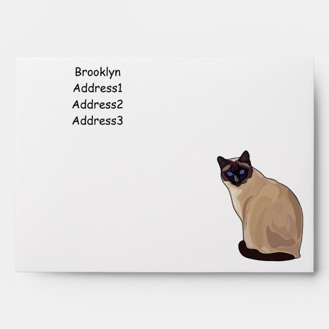 Siamese cat cartoon illustration envelope (Front)