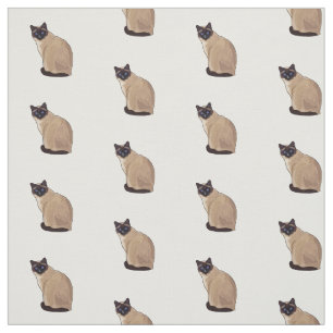 Siamese cat cartoon illustration  fabric