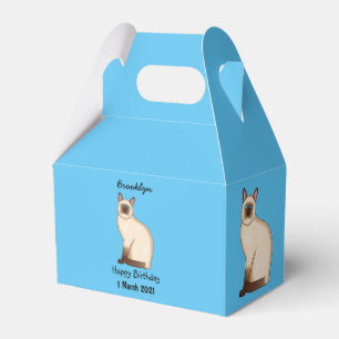 Siamese cat cartoon illustration favor box