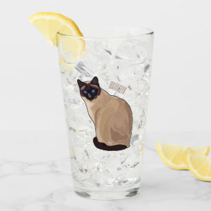 Siamese cat cartoon illustration  glass