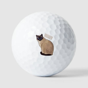 Siamese cat cartoon illustration  golf balls
