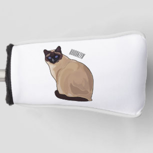 Siamese cat cartoon illustration  golf head cover