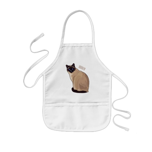 Siamese cat cartoon illustration  kids apron (Front)