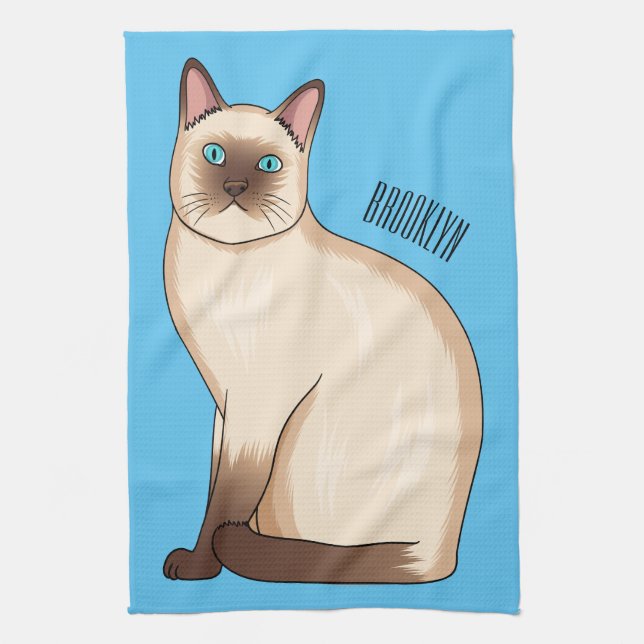 Siamese cat cartoon illustration  kitchen towel (Vertical)