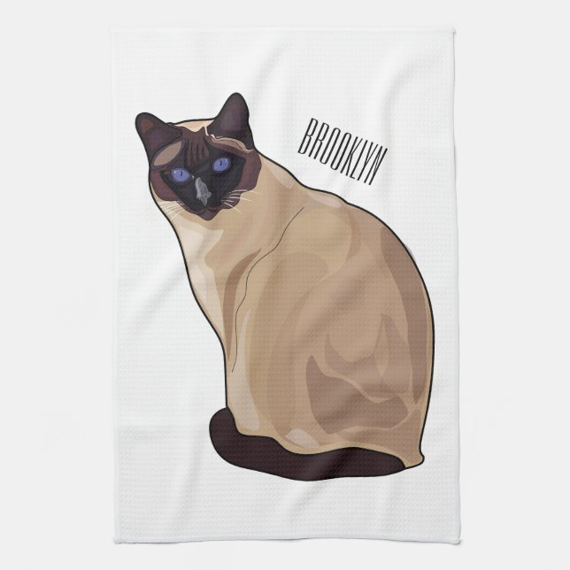 Siamese cat cartoon illustration  kitchen towel (Vertical)