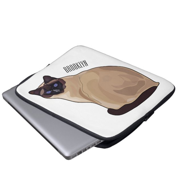 Siamese cat cartoon illustration  laptop sleeve (Front Bottom)