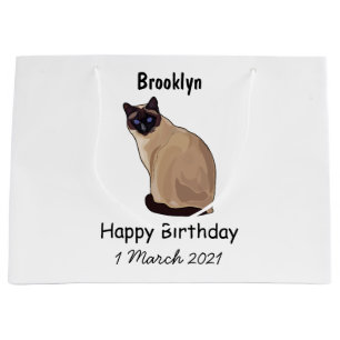 Siamese cat cartoon illustration large gift bag