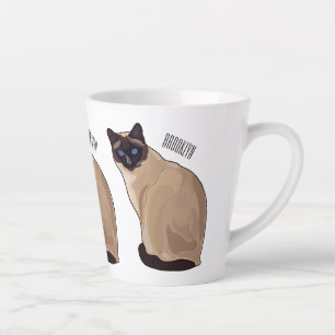 Siamese cat cartoon illustration latte mug