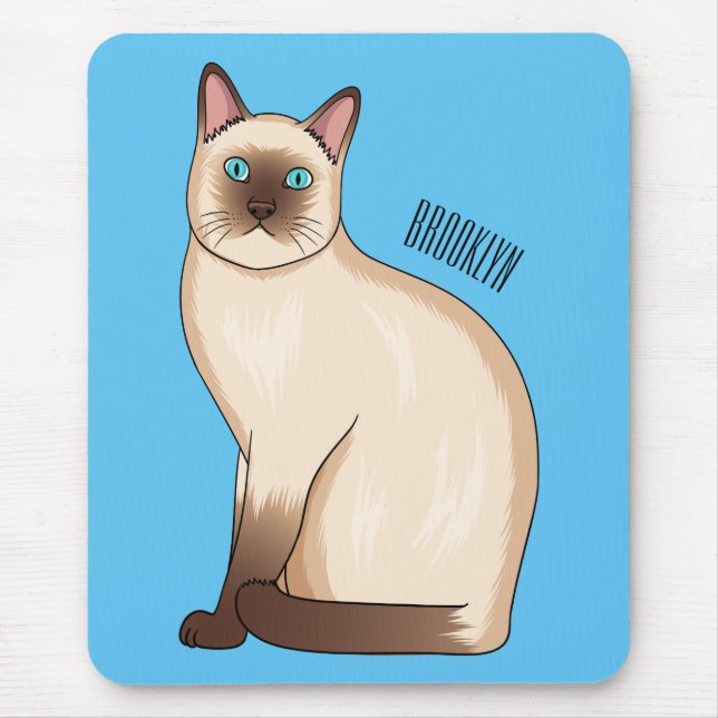 Siamese cat cartoon illustration mouse pad (Front)