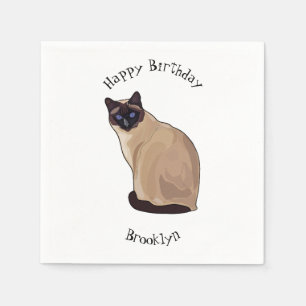 Siamese cat cartoon illustration napkin