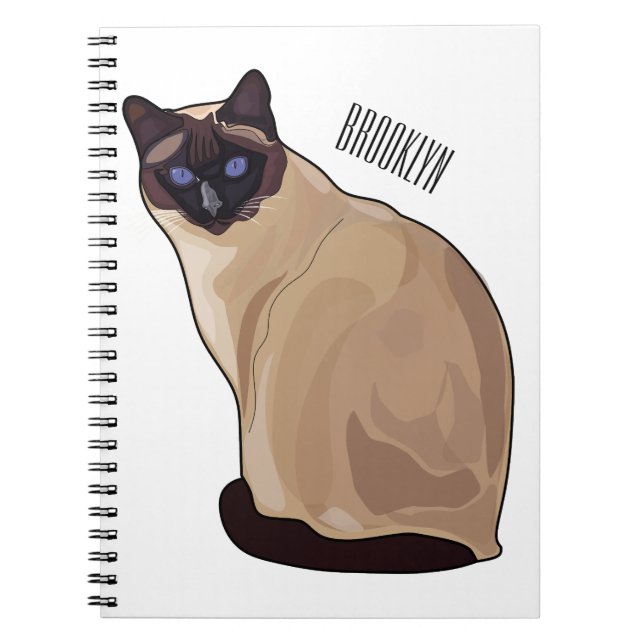 Siamese cat cartoon illustration  notebook (Front)