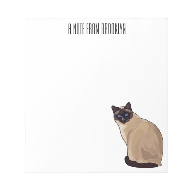 Siamese cat cartoon illustration  notepad (Front)