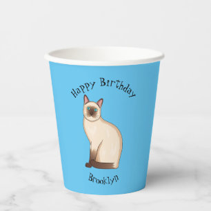 Siamese cat cartoon illustration paper cups