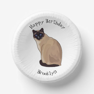 Siamese cat cartoon illustration paper plate