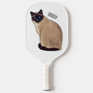 Siamese cat cartoon illustration  pickleball paddle