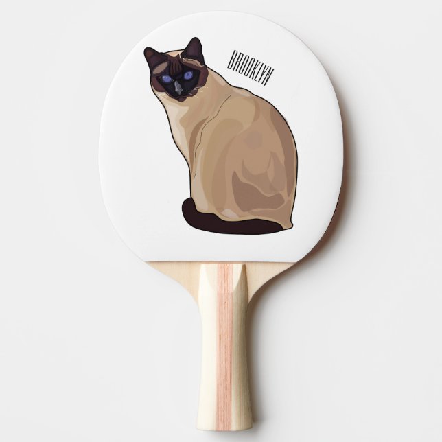 Siamese cat cartoon illustration  ping pong paddle (Front)