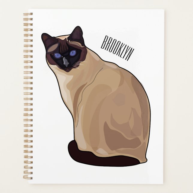 Siamese cat cartoon illustration  planner (Front)