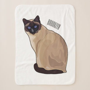 Siamese cat cartoon illustration sherpa blanket