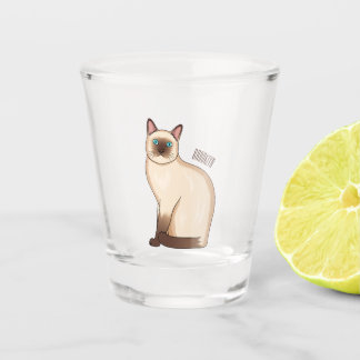 Siamese cat cartoon illustration  shot glass