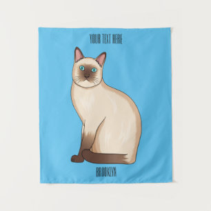 Siamese cat cartoon illustration tapestry