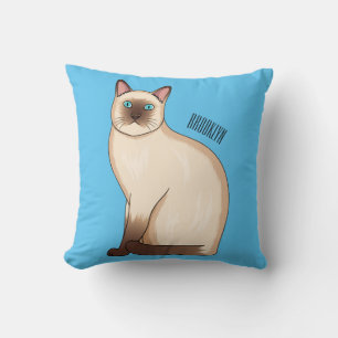 Siamese cat cartoon illustration  throw pillow