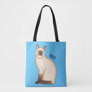 Siamese cat cartoon illustration  tote bag