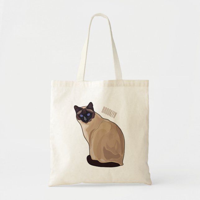 Siamese cat cartoon illustration  tote bag (Front)