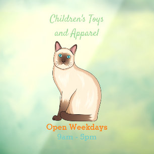 Siamese cat cartoon illustration window cling