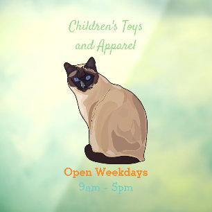 Siamese cat cartoon illustration window cling