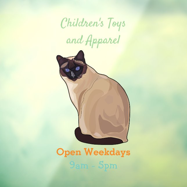 Siamese cat cartoon illustration window cling (Sheet 3)