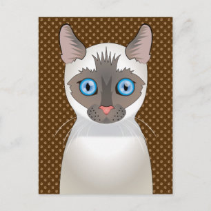 Siamese Cat Cartoon (White) Postcard