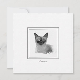 Siamese Cat Charcoal and Chalk Drawing Card