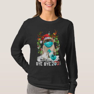 Siamese Cat Christmas Face Mask Bye Bye 2021 Xmas T-Shirt