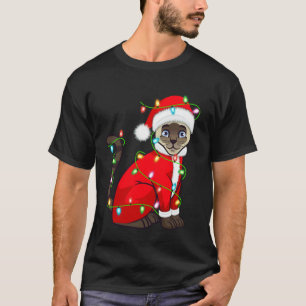 Siamese Cat Christmas Lights Santa Costume Cute An T-Shirt