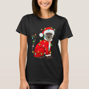 Siamese Cat Christmas Lights Santa Costume Cute An T-Shirt