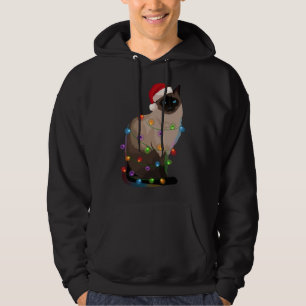 Siamese Cat Christmas Lights Xmas Cat Lover Hoodie