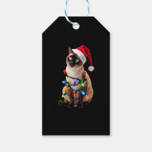 Siamese Cat Christmas Lights Xmas Cat Lover T-Shir Gift Tags