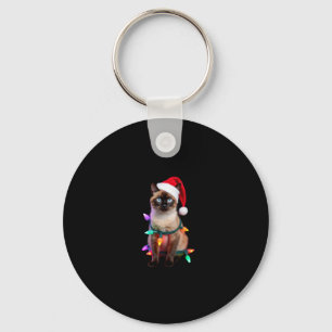 Siamese Cat Christmas Lights Xmas Cat Lover T-Shir Keychain