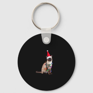 Siamese Cat Christmas Lights Xmas Cat Lover T-Shir Keychain