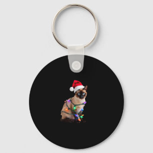 Siamese Cat Christmas Lights Xmas Cat Lover T-Shir Keychain