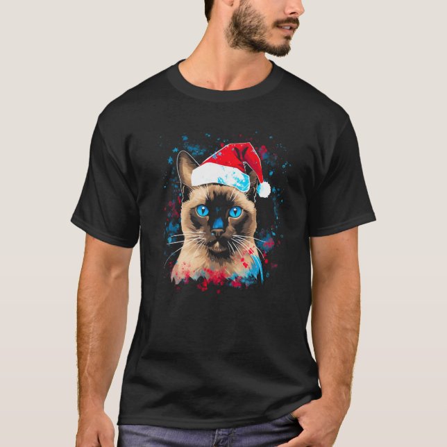 Siamese Cat Christmas T-Shirt (Front)