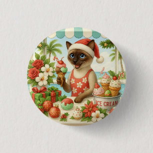 Siamese Cat Christmas themed for Cat Lover Party 1 Inch Round Button