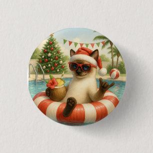 Siamese Cat Christmas themed for Cat Lover Party 1 Inch Round Button