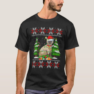 Siamese Cat Christmas Tree Lights Ugly Sweater San