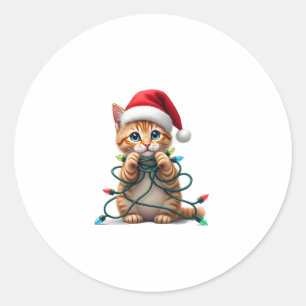 Siamese Cat Christmas V-Neck (1) Classic Round Sticker