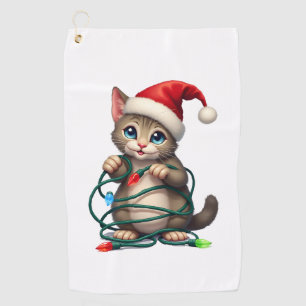 Siamese Cat Christmas V-Neck (2) Golf Towel