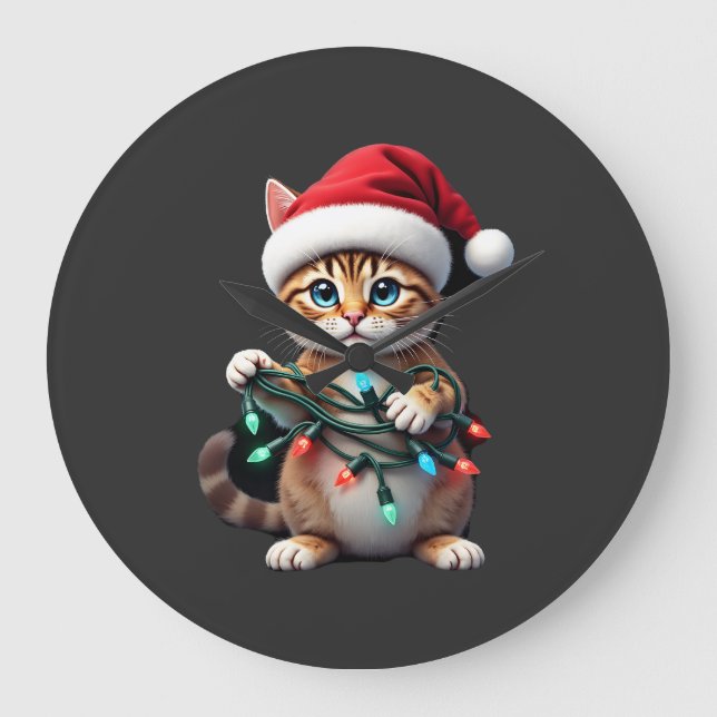 Siamese Cat Christmas V-Neck (2) Large Clock (Front)